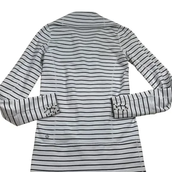 Lululemon In Stride Jacket Quiet Stripe White Deep Indigo / Deep Indigo Size 2 - Picture 4 of 7